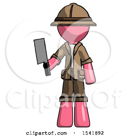 Pink Explorer Ranger Man Holding Meat Cleaver by Leo Blanchette