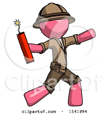 Pink Explorer Ranger Man Throwing Dynamite by Leo Blanchette