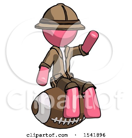 Pink Explorer Ranger Man Sitting on Giant Football by Leo Blanchette