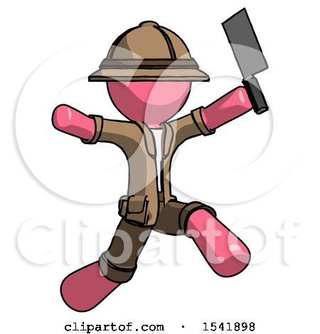 Pink Explorer Ranger Man Psycho Running with Meat Cleaver by Leo Blanchette