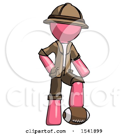 Pink Explorer Ranger Man Standing with Foot on Football by Leo Blanchette