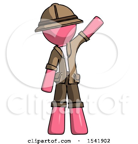 Pink Explorer Ranger Man Waving Emphatically with Left Arm by Leo Blanchette