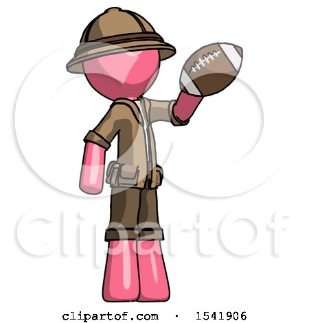 Pink Explorer Ranger Man Holding Football up by Leo Blanchette
