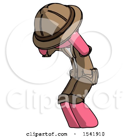 Pink Explorer Ranger Man with Headache or Covering Ears Turned to His Left by Leo Blanchette