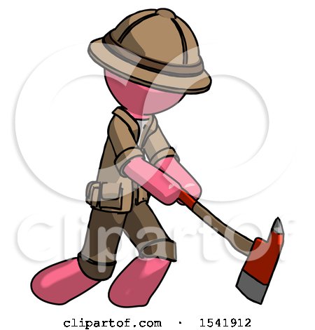 Pink Explorer Ranger Man Striking with a Red Firefighter's Ax by Leo Blanchette