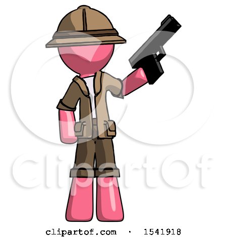 Pink Explorer Ranger Man Holding Handgun by Leo Blanchette