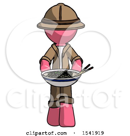 Pink Explorer Ranger Man Serving or Presenting Noodles by Leo Blanchette