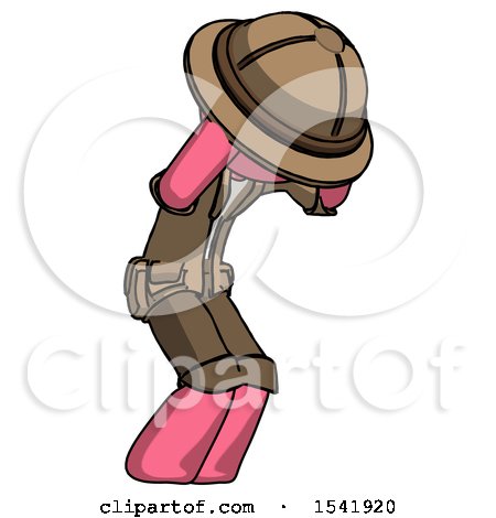 Pink Explorer Ranger Man with Headache or Covering Ears Turned to His Right by Leo Blanchette