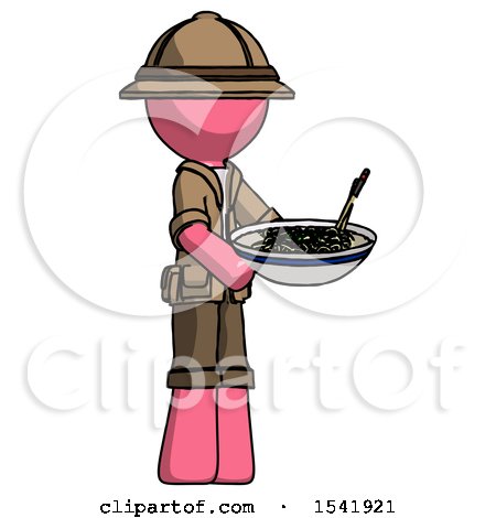 Pink Explorer Ranger Man Holding Noodles Offering to Viewer by Leo Blanchette