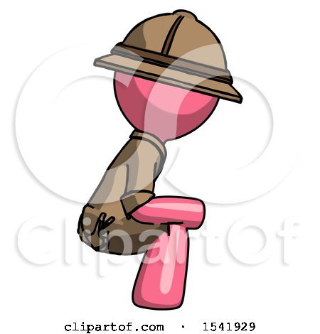 Pink Explorer Ranger Man Squatting Facing Right by Leo Blanchette