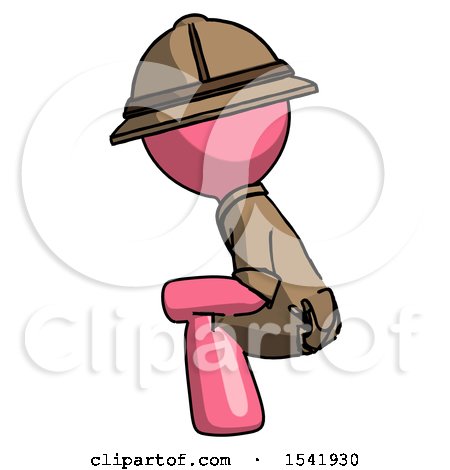Pink Explorer Ranger Man Squatting Facing Left by Leo Blanchette
