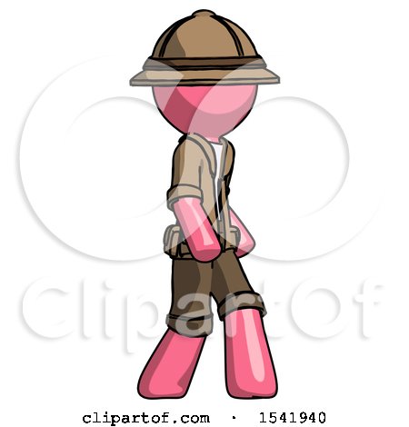 Pink Explorer Ranger Man Walking Turned Right Front View by Leo Blanchette
