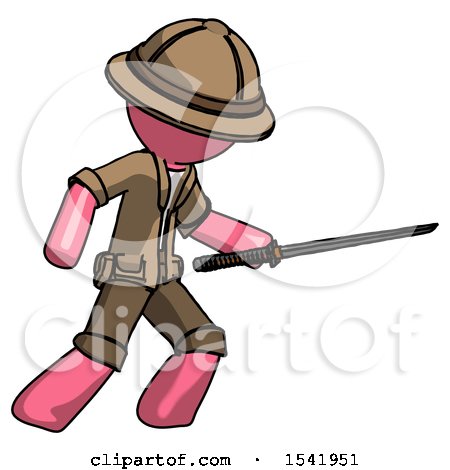 Pink Explorer Ranger Man Stabbing with Ninja Sword Katana by Leo Blanchette