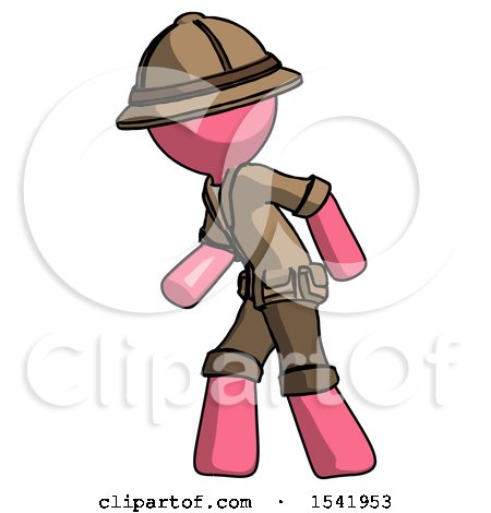Pink Explorer Ranger Man Suspense Action Pose Facing Left by Leo Blanchette