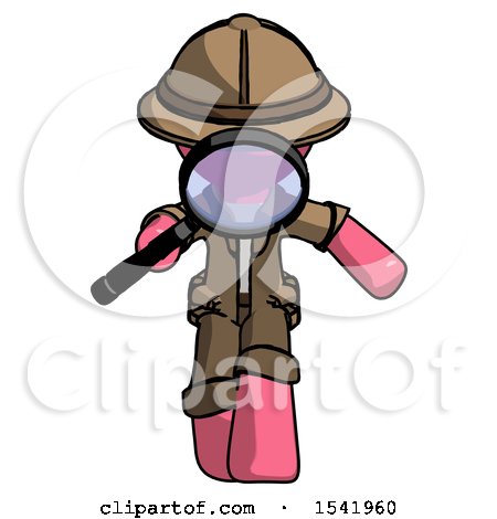 Pink Explorer Ranger Man Looking down Through Magnifying Glass by Leo Blanchette