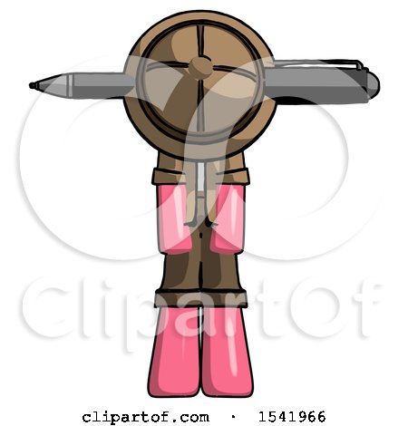 Pink Explorer Ranger Man Head Impaled with Pen by Leo Blanchette