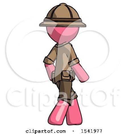 Pink Explorer Ranger Man Walking Away Direction Right View by Leo Blanchette