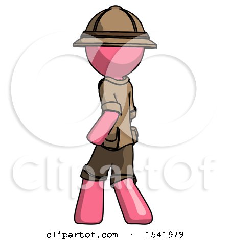 Pink Explorer Ranger Man Walking Away Direction Left View by Leo Blanchette