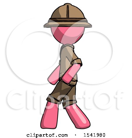 Pink Explorer Ranger Man Walking Left Side View by Leo Blanchette