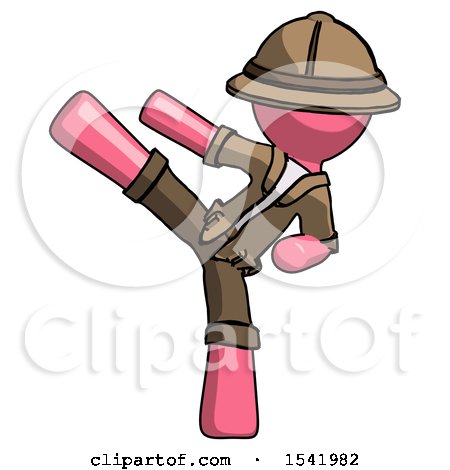 Pink Explorer Ranger Man Ninja Kick Left by Leo Blanchette