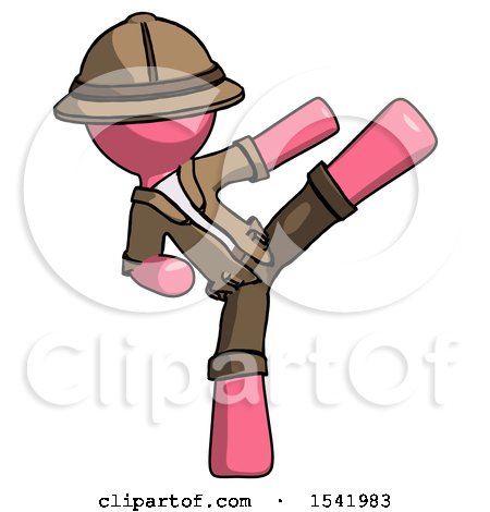 Pink Explorer Ranger Man Ninja Kick Right by Leo Blanchette