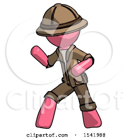 Pink Explorer Ranger Man Martial Arts Defense Pose Left by Leo Blanchette