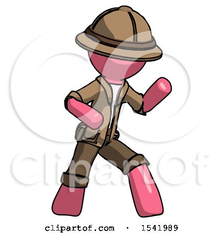Pink Explorer Ranger Man Martial Arts Defense Pose Right by Leo Blanchette