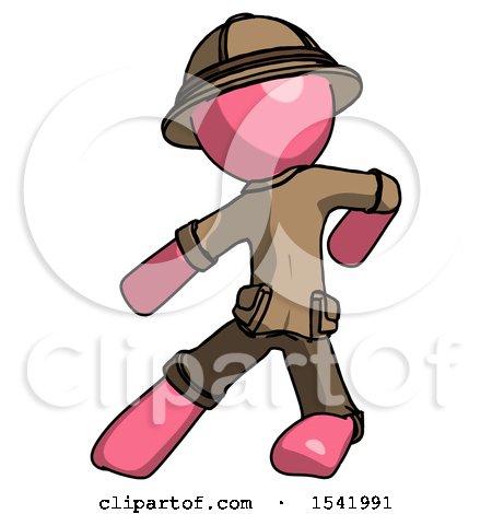 Pink Explorer Ranger Man Karate Defense Pose Left by Leo Blanchette