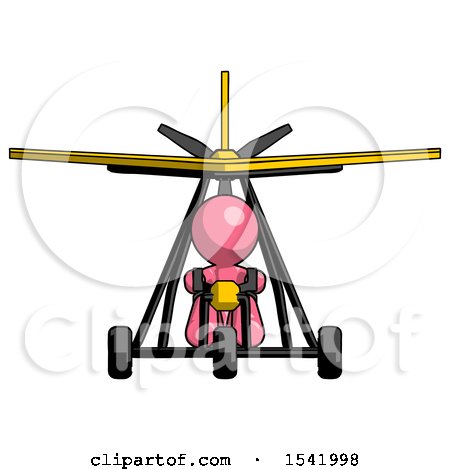 Pink Design Mascot Man in Ultralight Aircraft Front View by Leo Blanchette