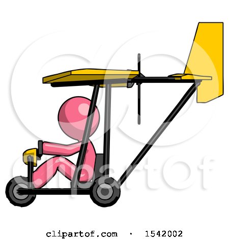 Pink Design Mascot Man in Ultralight Aircraft Side View by Leo Blanchette