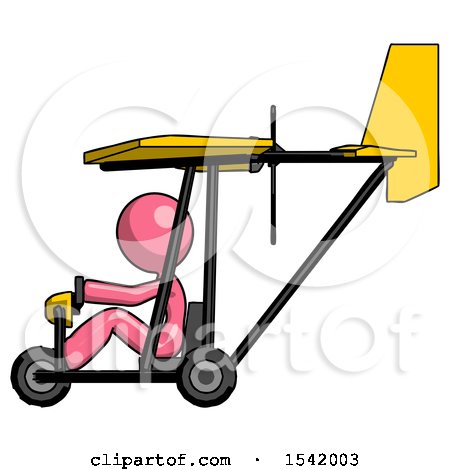 Pink Design Mascot Woman in Ultralight Aircraft Side View by Leo Blanchette