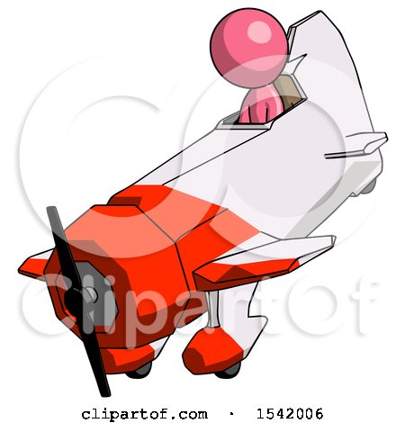 Pink Design Mascot Man in Geebee Stunt Plane Descending View by Leo Blanchette