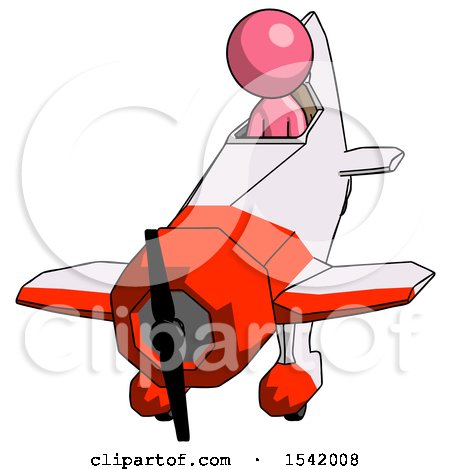 Pink Design Mascot Man in Geebee Stunt Plane Descending Front Angle View by Leo Blanchette