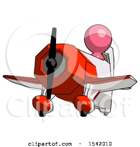 Pink Design Mascot Man Flying in Geebee Stunt Plane Viewed from Below by Leo Blanchette