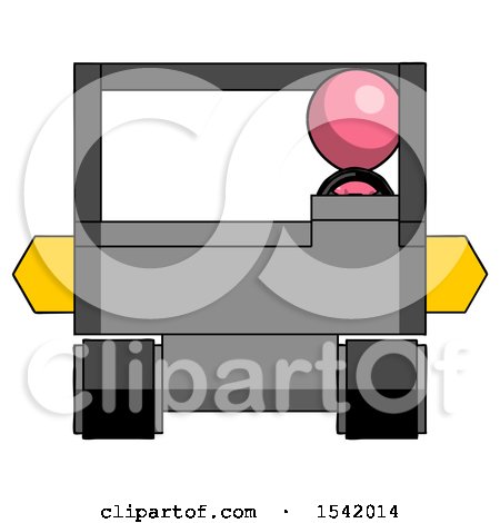Pink Design Mascot Man Driving Amphibious Tracked Vehicle Front View by Leo Blanchette