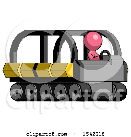 Pink Design Mascot Man Driving Amphibious Tracked Vehicle Side Angle View by Leo Blanchette