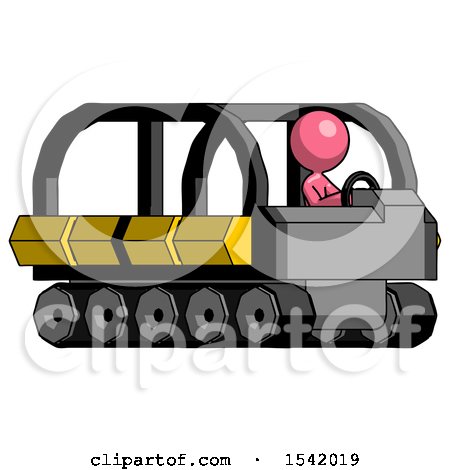 Pink Design Mascot Woman Driving Amphibious Tracked Vehicle Side Angle View by Leo Blanchette