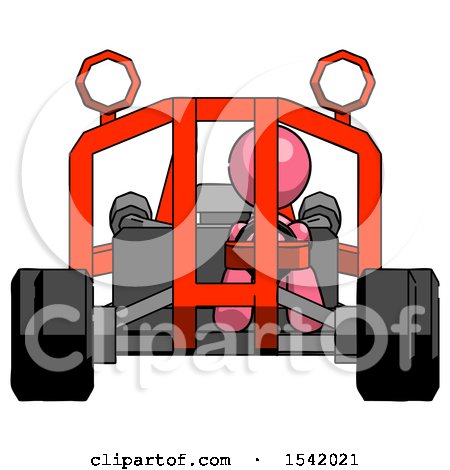 Pink Design Mascot Woman Riding Sports Buggy Front View by Leo Blanchette