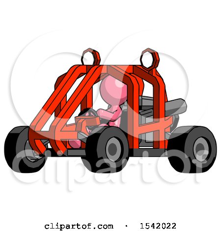 Pink Design Mascot Man Riding Sports Buggy Side Angle View by Leo Blanchette