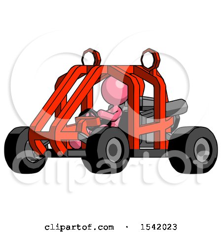Pink Design Mascot Woman Riding Sports Buggy Side Angle View by Leo Blanchette