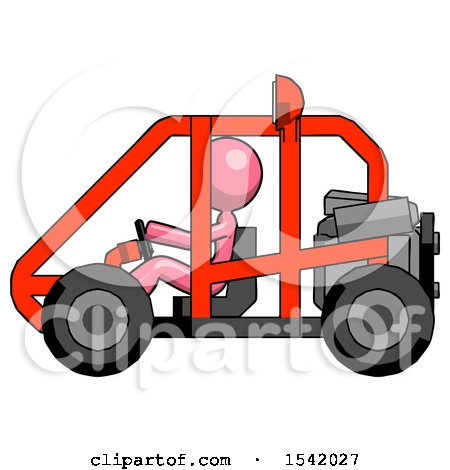 Pink Design Mascot Woman Riding Sports Buggy Side View by Leo Blanchette