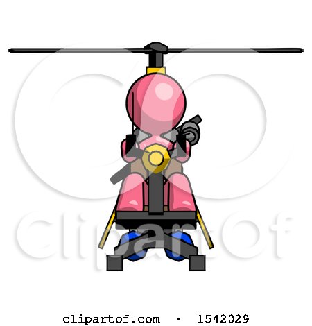 Pink Design Mascot Woman Flying in Gyrocopter Front View by Leo Blanchette