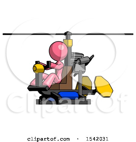 Pink Design Mascot Woman Flying in Gyrocopter Front Side Angle View by Leo Blanchette
