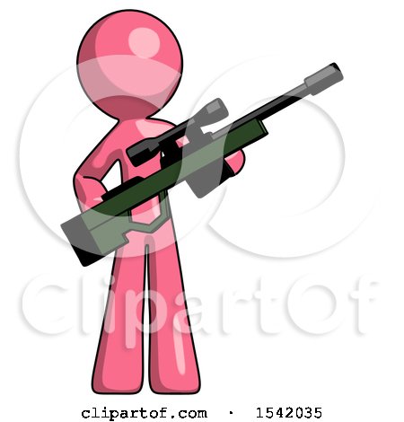 Pink Design Mascot Man Holding Sniper Rifle Gun by Leo Blanchette