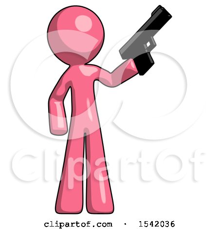 Pink Design Mascot Man Holding Handgun by Leo Blanchette