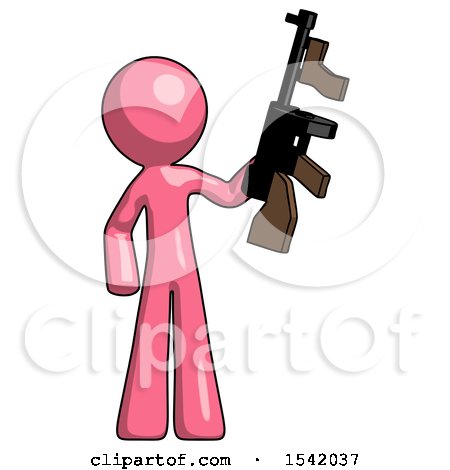Pink Design Mascot Man Holding Tommygun by Leo Blanchette