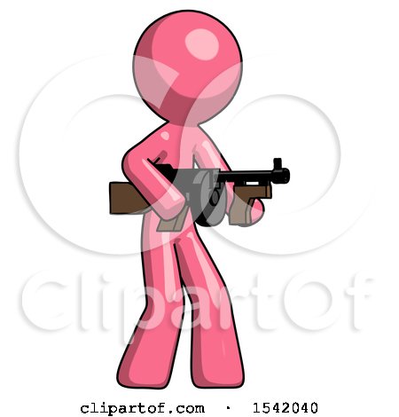 Pink Design Mascot Man Tommy Gun Gangster Shooting Pose by Leo Blanchette
