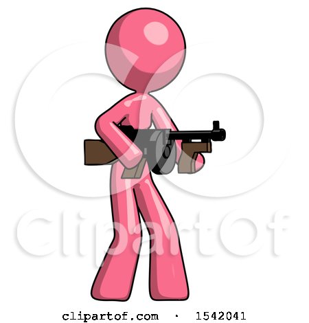 Pink Design Mascot Woman Tommy Gun Gangster Shooting Pose by Leo Blanchette