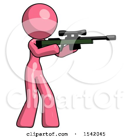 Pink Design Mascot Woman Shooting Sniper Rifle by Leo Blanchette
