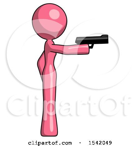 Pink Design Mascot Woman Firing a Handgun by Leo Blanchette